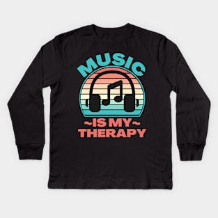 Music Is My Therapy Kids Long Sleeve T-Shirt